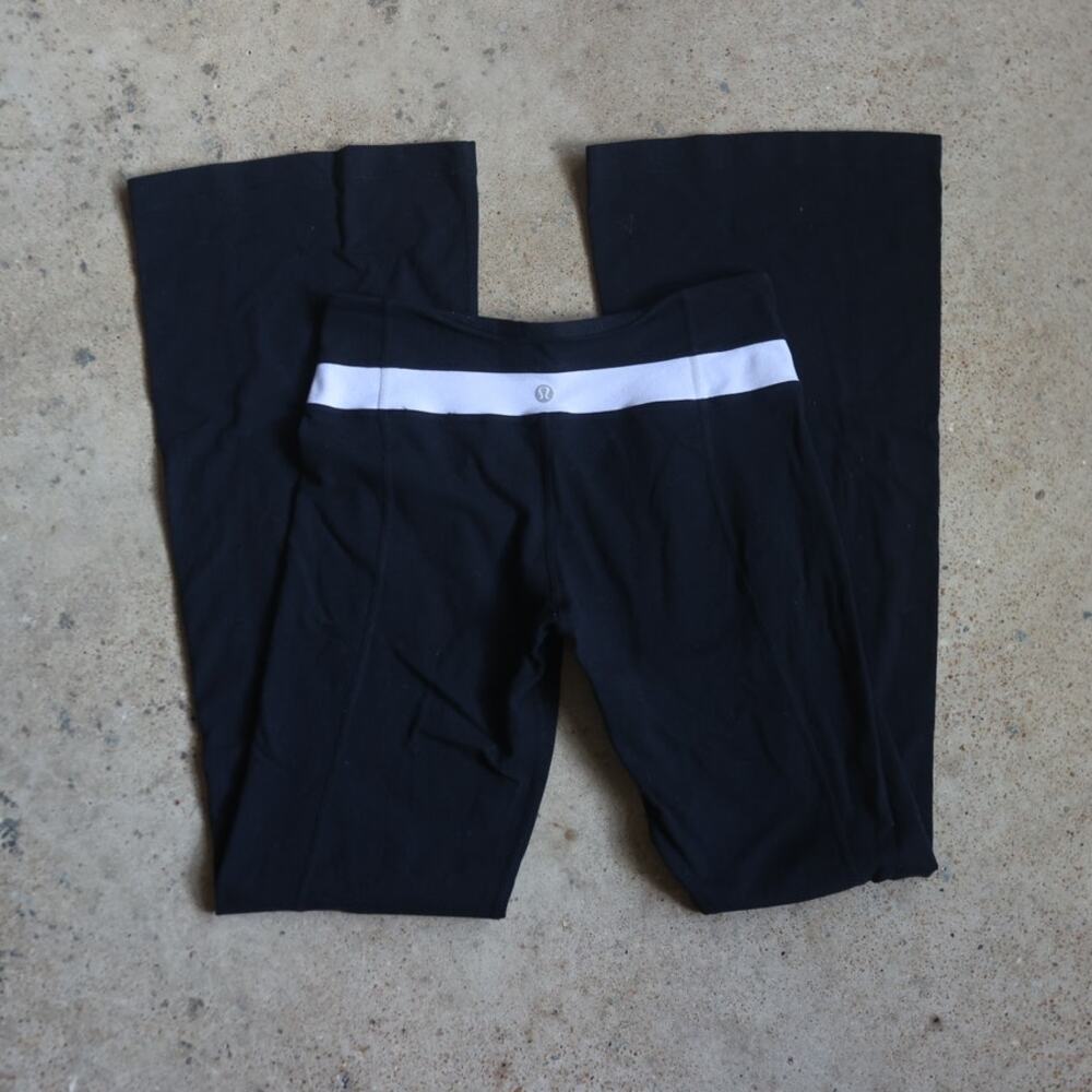 Vintage Lululemon Reversible Groove Pant Black White Stripe Luon Yoga Pants Sz 4